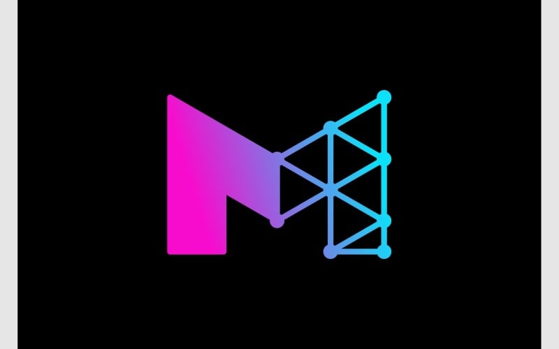 letter m tech network connect logo original