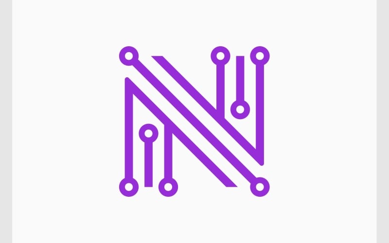 letter n circuit technology logo original