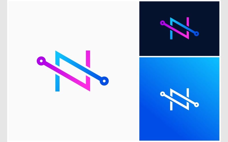 letter n circuit technology modern logo original