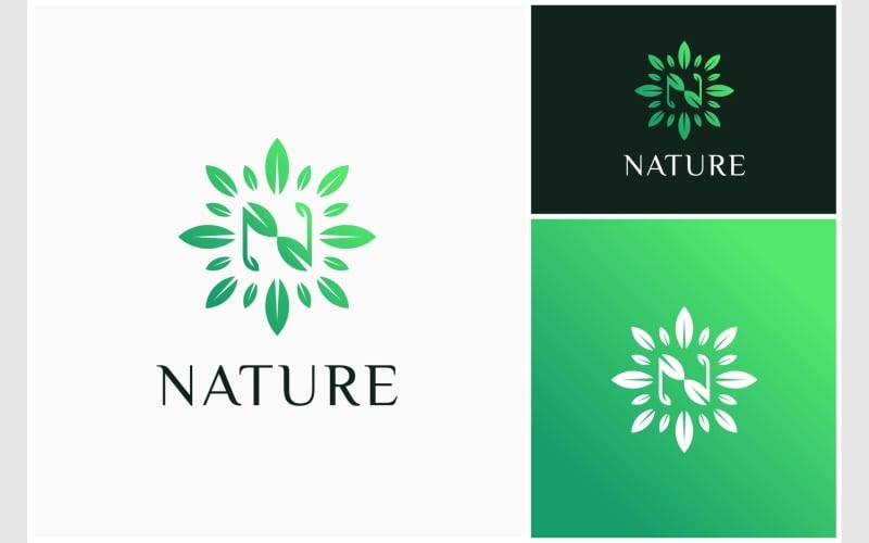 letter n leaf fresh green logo original