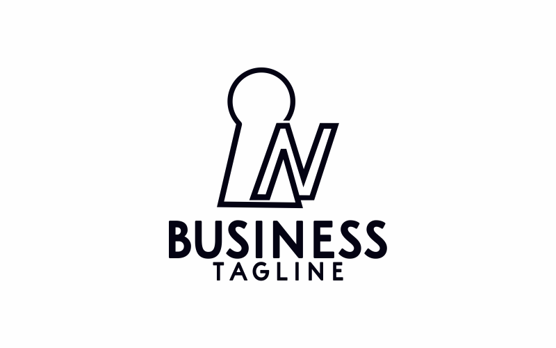 letter n lock logo template original