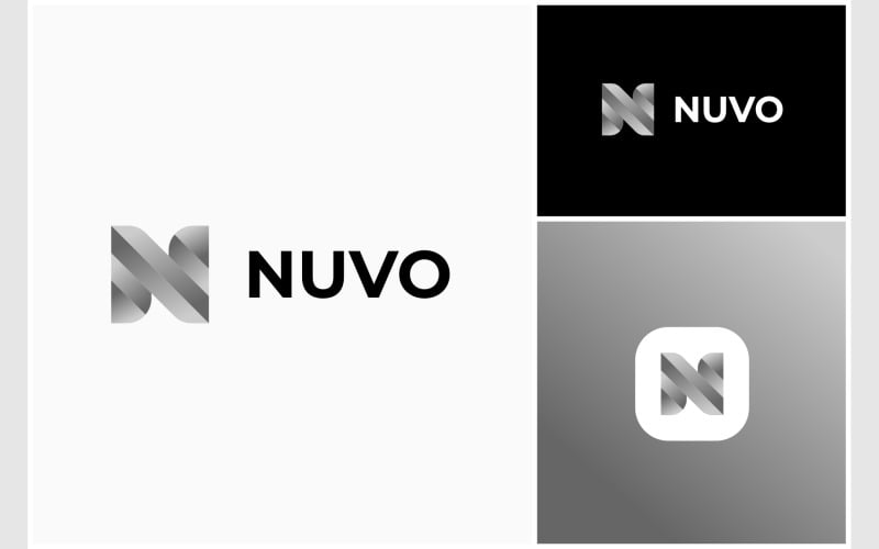 letter n silver gradient logo original