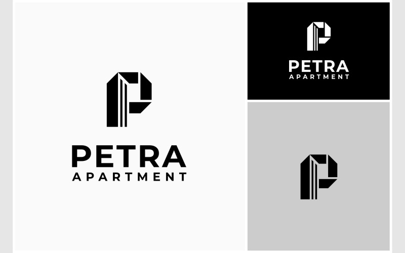 letter p apartment building logo original