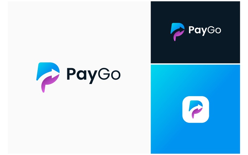 letter p arrow payment finance logo original