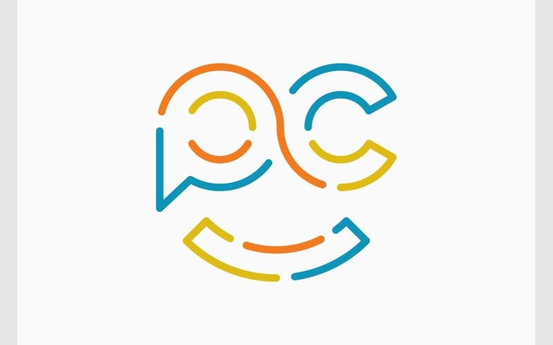 letter p c smile face infinity logo original