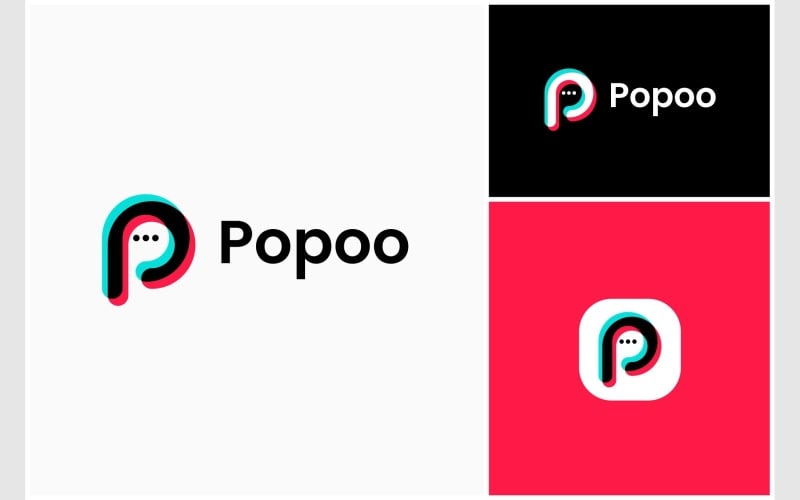letter p chat modern logo original