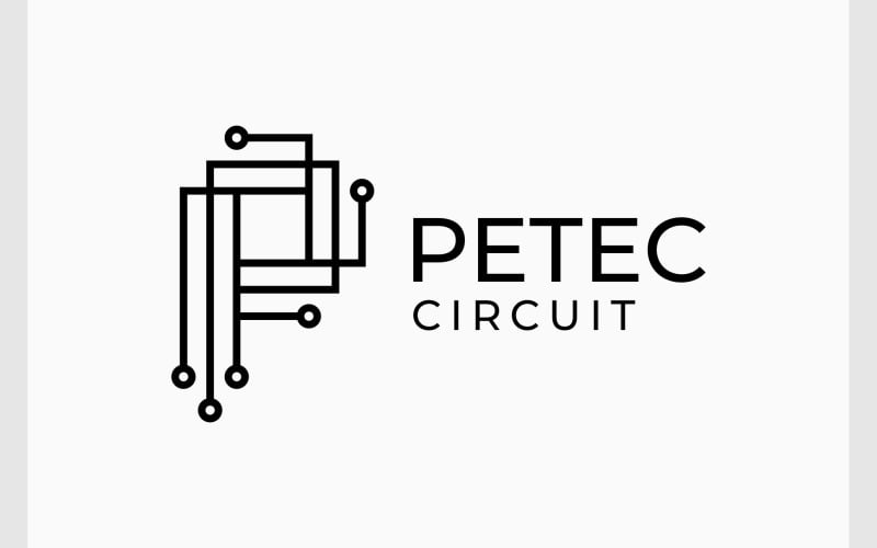 letter p circuit board tech logo original