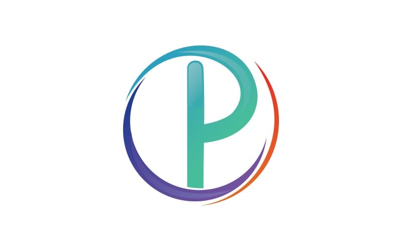 letter p colorful circle logo template original
