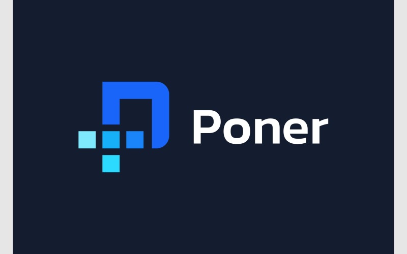 letter p data load technology logo original