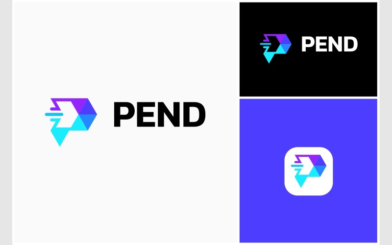 letter p delivery arrow modern logo original