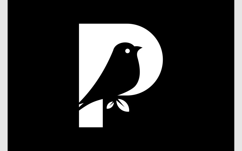 letter p pigeon bird logo original