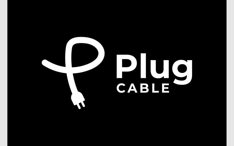 letter p plug cable power logo original