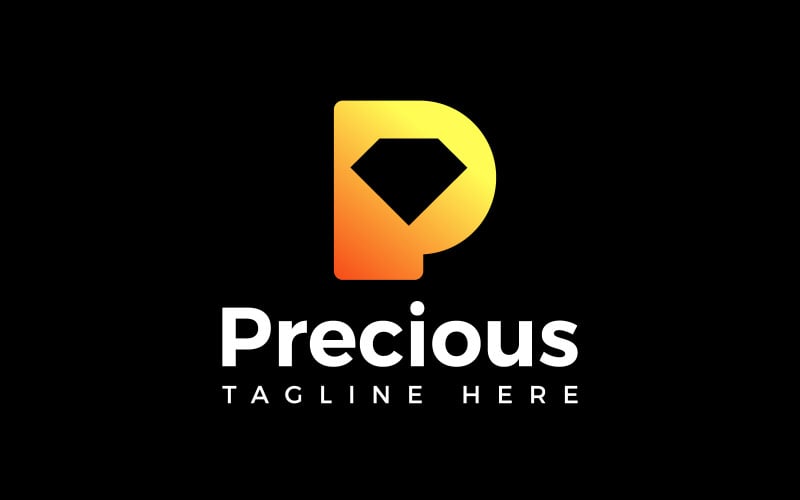 letter p precious luxury golden diamond logo design original