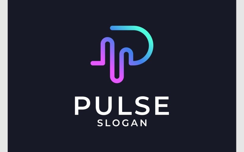 letter p pulse heartbeat modern logo original