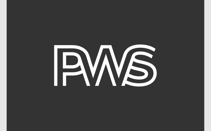 letter p w s initials outline logo original