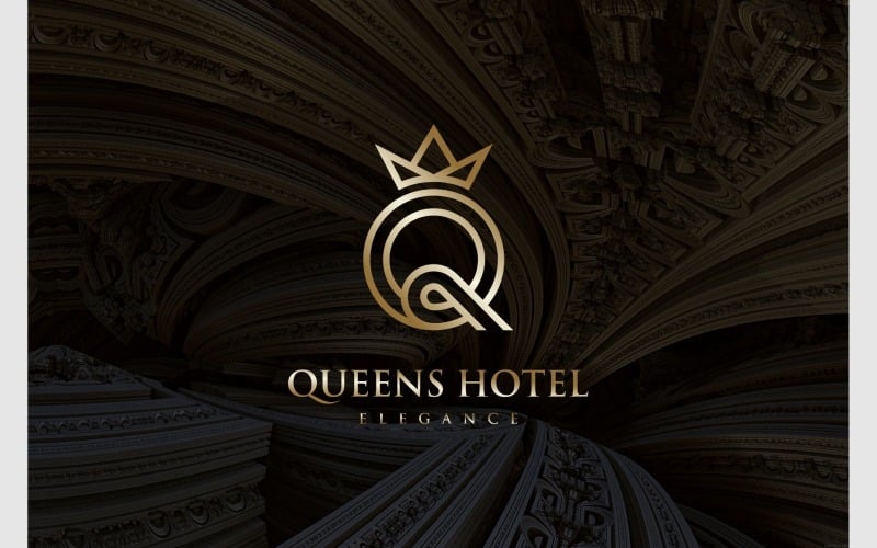 letter q crown gold luxury logo original