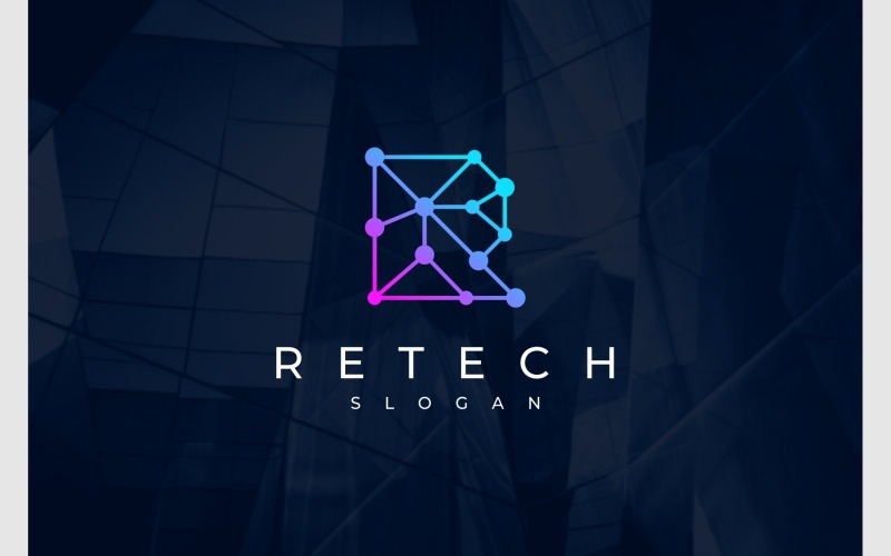 letter r connection tech logo original