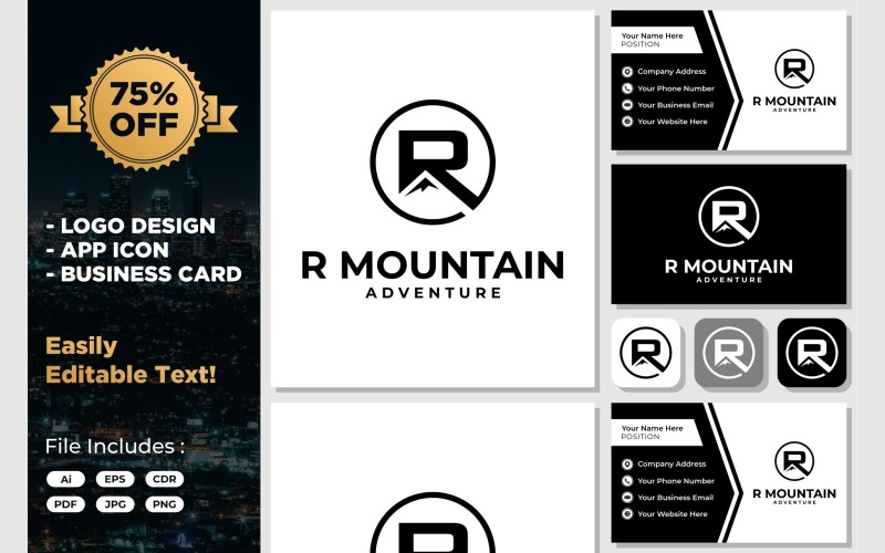 letter r mountain vector logo design original