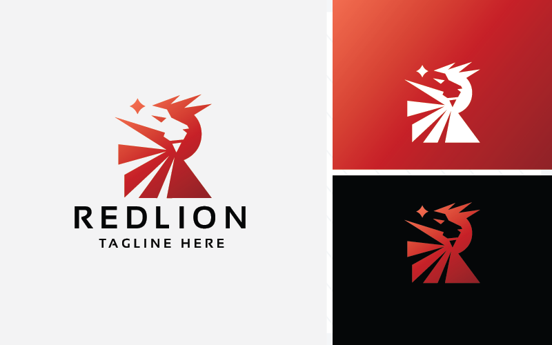 letter r red lion branding logo original
