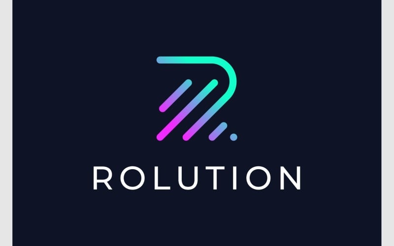 letter r solution technology digital logo original