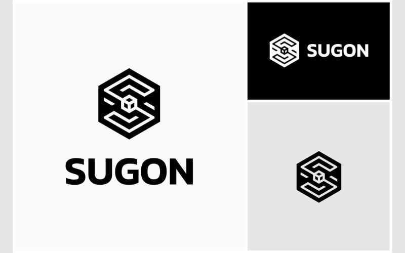 letter s initial hexagon geometric logo original
