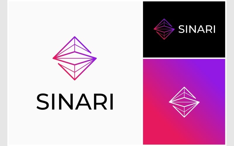 letter s rhombus line structure logo original