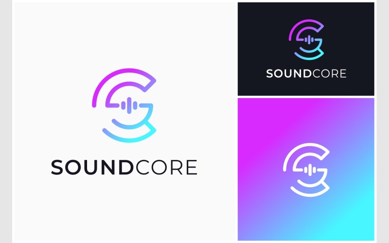 letter sc cs sound modern logo original