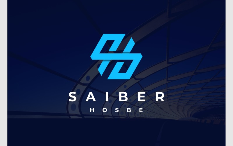 letter sh hs geometric logo original