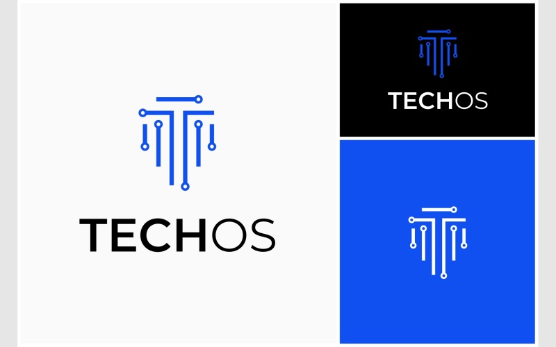 letter t circuit electronic technology logo original