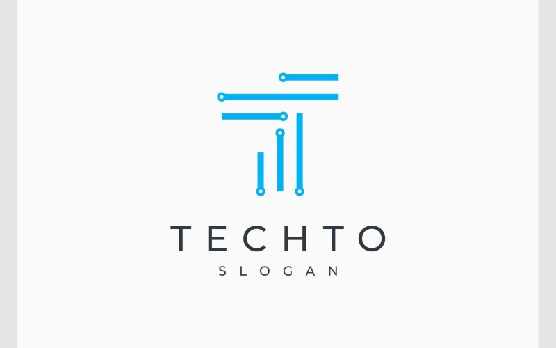 letter t circuit technology digital logo original