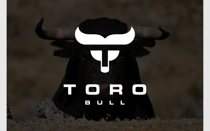 letter t head bull mascot logo original