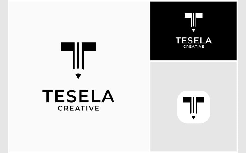 letter t pencil creative logo original