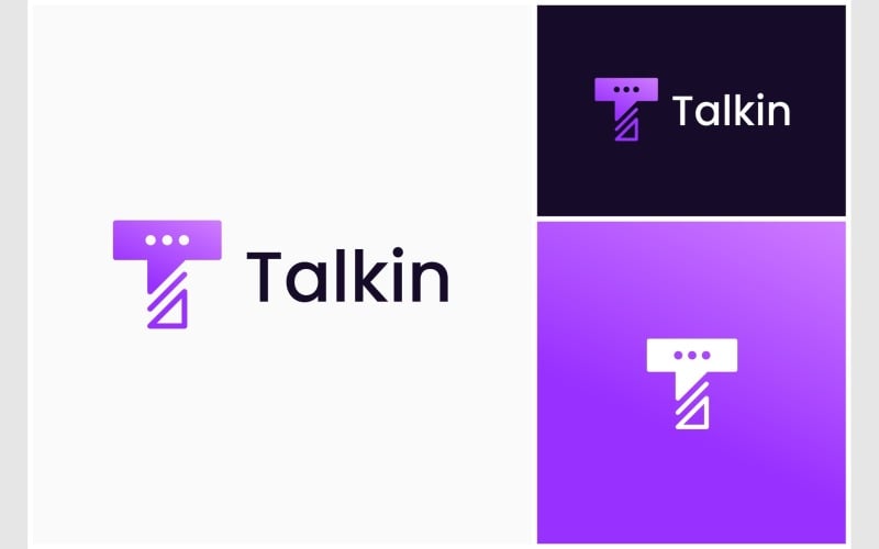 letter t talk speak chat logo original