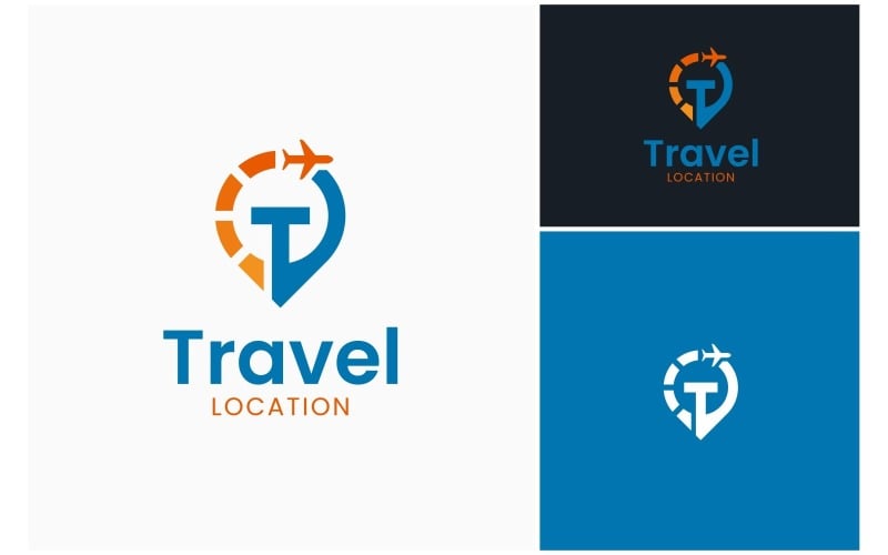 letter t travel plane location logo original