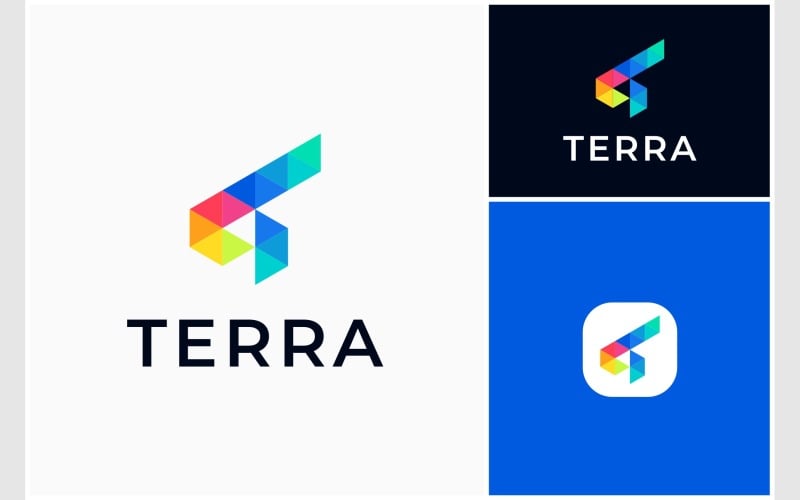 letter t triangle mosaic modern logo original