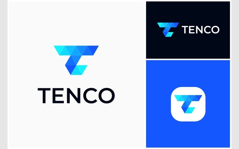 letter tc modern geometric logo original