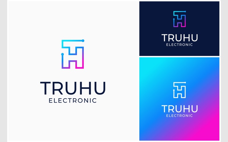 letter th ht technology logo original