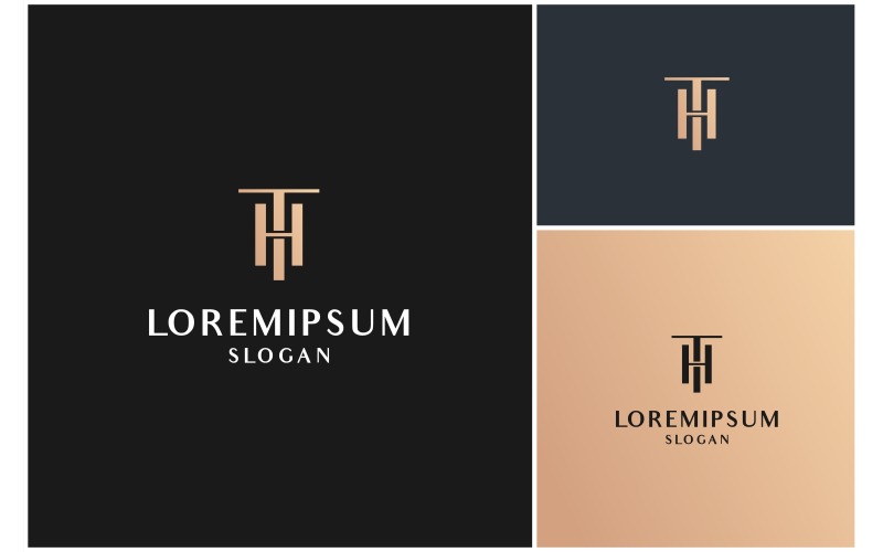 letter th or ht luxury gold logo original