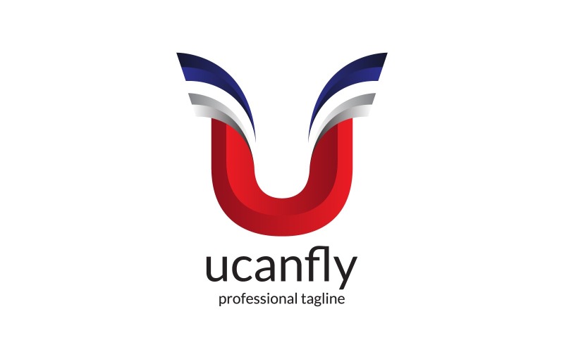 letter u freedom you can fly logo design original