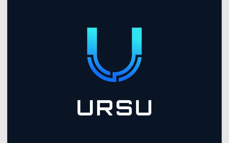letter u technology digital modern logo original