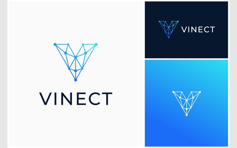 letter v connection technology logo original