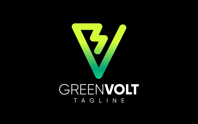 letter v eco green energy volt logo design original