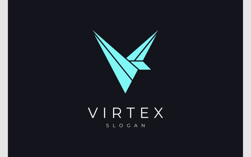 letter v fly bird geometric logo original