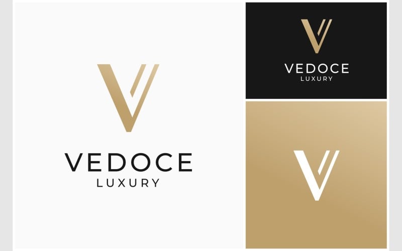 letter v gold luxury monogram logo original