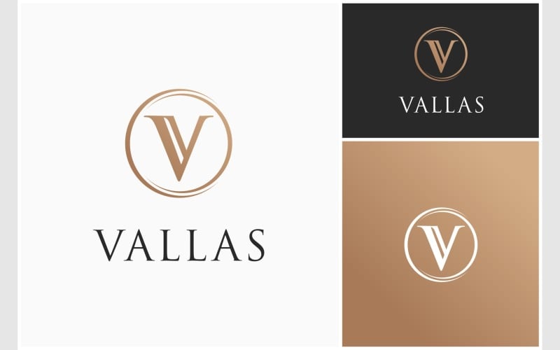 letter v initial luxury circle logo original