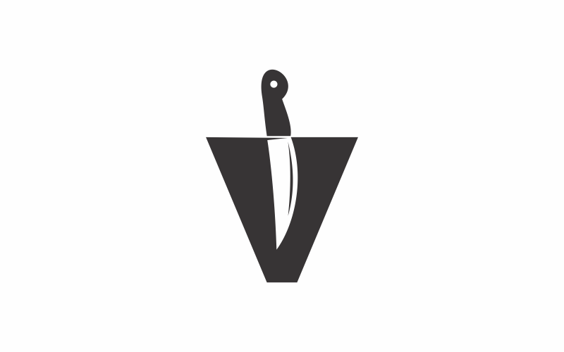 letter v knife logo template original