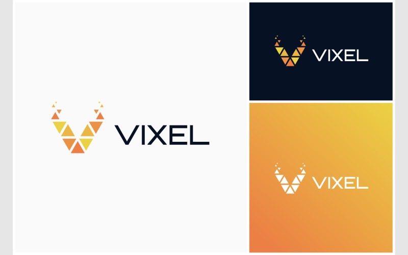 letter v pixel geometric logo original