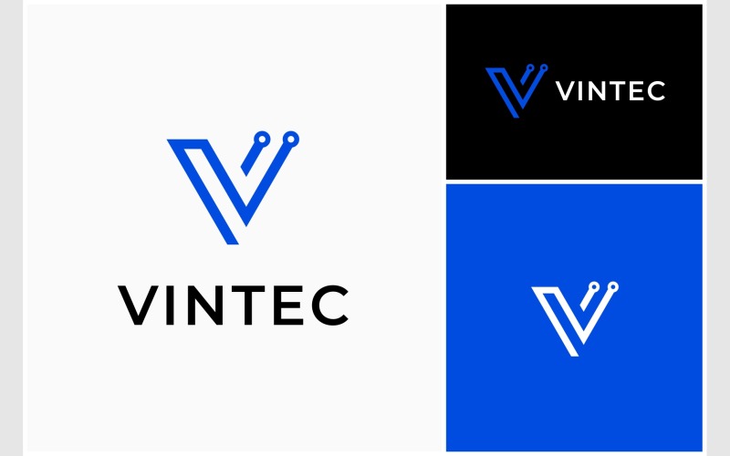 letter v technology circuit modern logo original