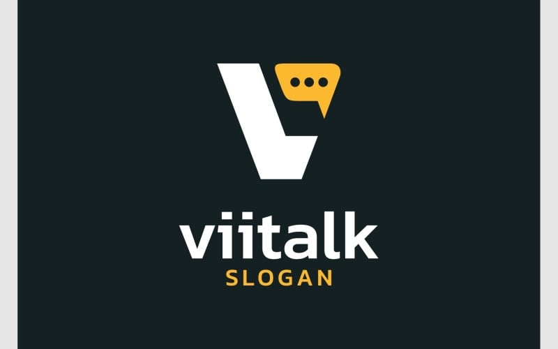 letter v with chat talk logo original