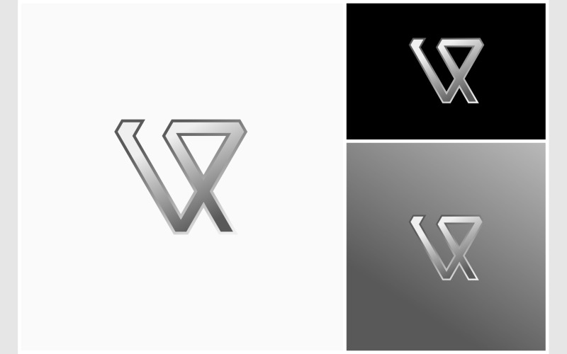 letter vp pv silver metallic logo original
